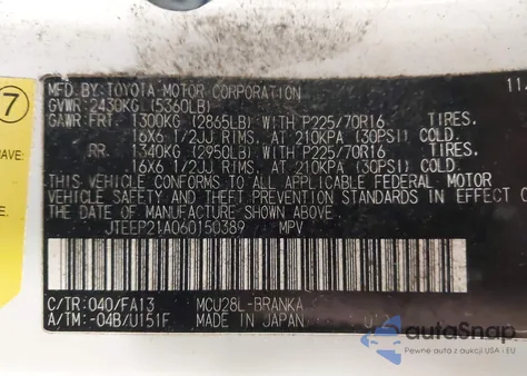 2006 Toyota Highlander V6 from USA, damaged, VIN JTEEP21A060150389